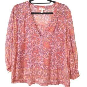 Joie: Gloria Silk Bohemian Blouse with Geometric Floral Print